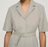 Lafayette 148 Techno Stretch Twill Short Sleeve Jacket In Hickory