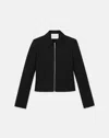 Lafayette 148 Techno Stretch Twill Zip Tailored Jacket In Black