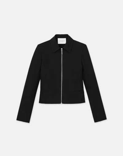 Lafayette 148 Techno Stretch Twill Zip Tailored Jacket In Black