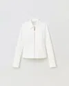 Lafayette 148 Techno Stretch Twill Zip Tailored Jacket In Sea Salt
