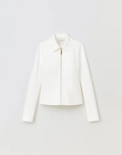 Lafayette 148 Techno Stretch Twill Zip Tailored Jacket In Sea Salt