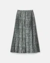 Lafayette 148 Textile Print Textured Silk Pleated Midi Skirt In Black