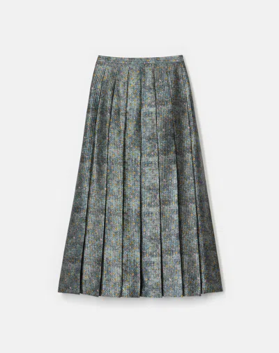 Lafayette 148 Textile Print Textured Silk Pleated Midi Skirt In Black