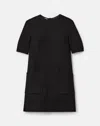 Lafayette 148 Textured Houndstooth Jacquard Patch Pocket Shift Dress In Black