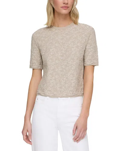Lafayette 148 New York Textured Jacquard Crew Neck Sweater In Gray