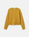 Lafayette 148 Textured Knit Wool Cashmere Crewneck Sweater In Yellow