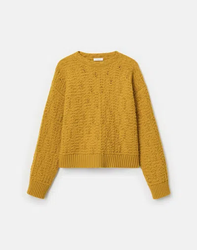 Lafayette 148 Textured Knit Wool Cashmere Crewneck Sweater In Yellow