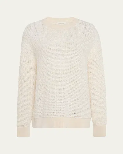 Lafayette 148 Textured Open-stitch Cotton Sweater In Neutral