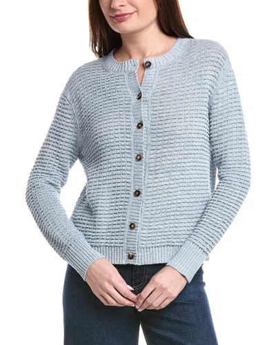 LAFAYETTE 148 TEXTURED STITCH CREWNECK LINEN & SILK-BLEND CARDIGAN