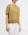 Lafayette 148 Textured Stitch Crewneck Sweater In Desert Grassplaster
