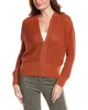 Lafayette 148 New York Textured Stitch Zip Front Cardigan In Orange