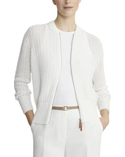 Lafayette 148 New York Textured Stitch Zip Front Cardigan In White