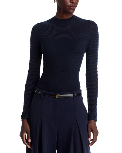 Lafayette 148 Textured Stripe Raglan Sweater In Black