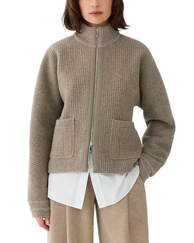 Lafayette 148 Textured Wool Bomber Jacket In Portobello Melange