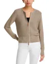 Lafayette 148 Textured Zip Front Cardigan In Brown