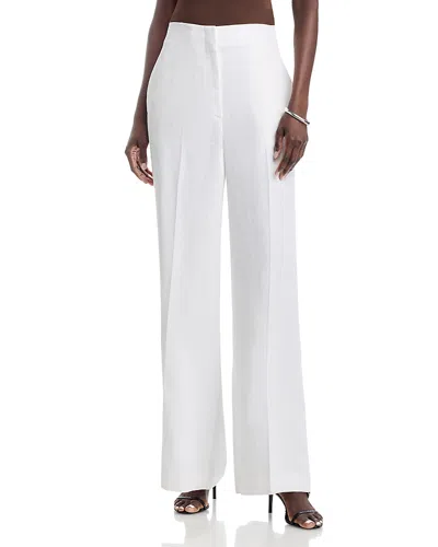 Lafayette 148 Thames Linen Wide Leg Pants In White