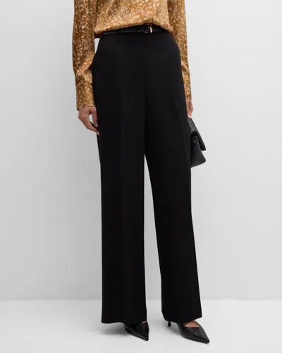 Lafayette 148 Thames Wide-leg Crepe Pants In Black