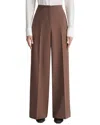Lafayette 148 Thames Wide Leg Wool-blend Pant In Brown