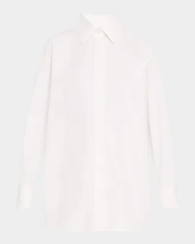 Lafayette 148 The Portrait Button-down Cotton Shirt In White