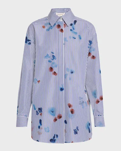 LAFAYETTE 148 THE PORTRAIT STRIPED BUTTON-DOWN COTTON SHIRT