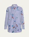 Lafayette 148 The Portrait Striped Button-down Cotton Shirt In Sky Multi