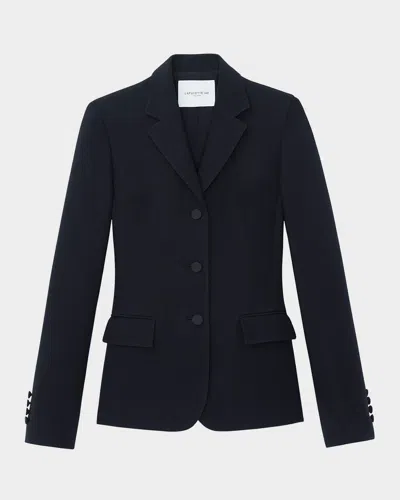 Lafayette 148 Three-button Pickstitch Academy Blazer In Blue