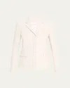Lafayette 148 Three-button Pickstitch Academy Blazer In Pearl