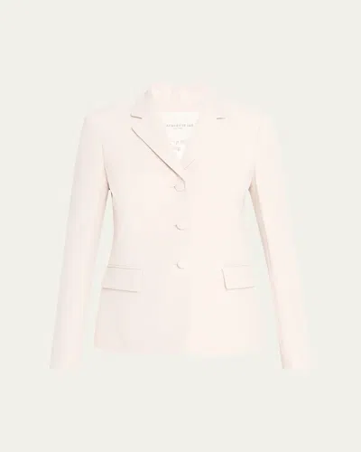 Lafayette 148 Three-button Pickstitch Academy Blazer In Pearl