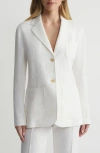 Lafayette 148 Linen Three Pocket Blazer In White