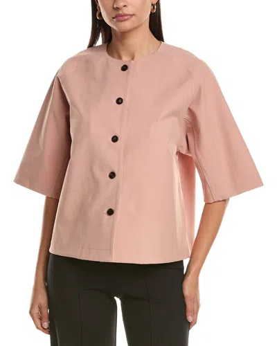 Lafayette 148 Three-quarter Sleeve Collar Shirt In Pink