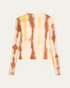 Lafayette 148 Tie-dye Crewneck Cashmere Sweater In Yellow