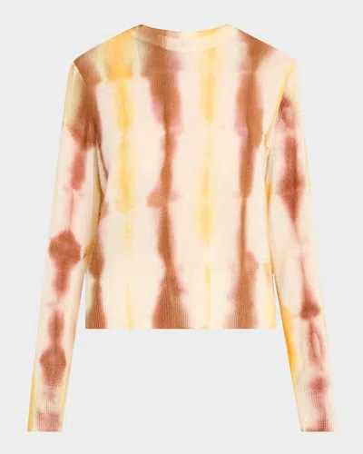 Lafayette 148 Tie-dye Crewneck Cashmere Sweater In Neutral