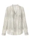 Lafayette 148 Plus Size Printed Silk V Neck Long Sleeve Blouse In Animal Print