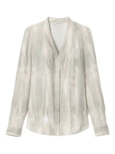 LAFAYETTE 148 TIE-DYE PATTERN BLOUSE