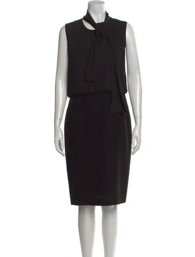 Pre-owned Lafayette 148 Tie Neck Knee-length Dress In Black