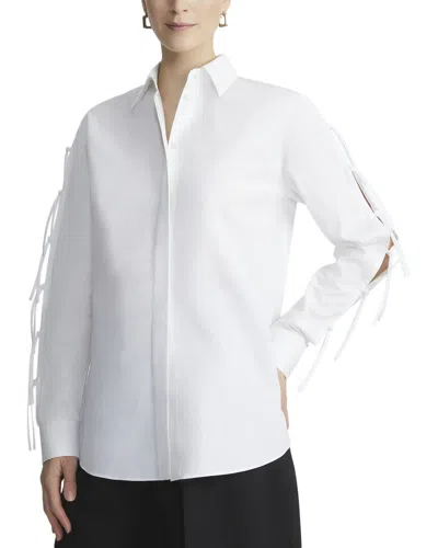 Lafayette 148 Tie Sleeve Shirt In White