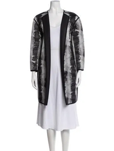 Pre-owned Lafayette 148 Tie-dye Print Coat In White