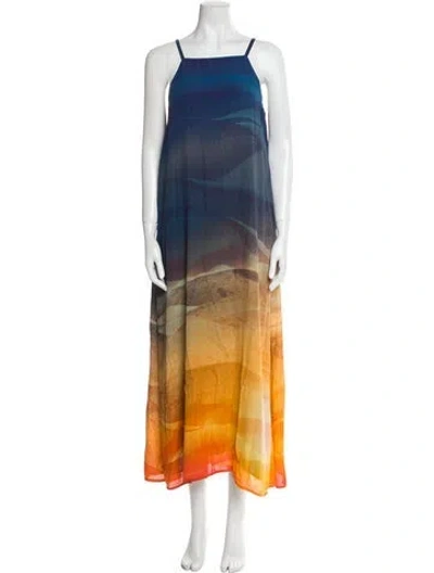 Pre-owned Lafayette 148 Tie-dye Print Long Dress In Multi