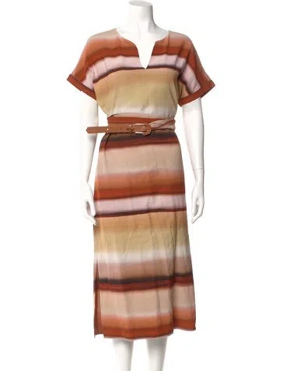 Pre-owned Lafayette 148 Tie-dye Print Long Dress In Neutral
