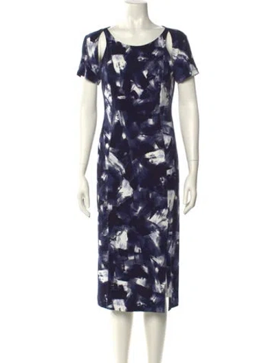 Pre-owned Lafayette 148 Tie-dye Print Mini Dress In Blue