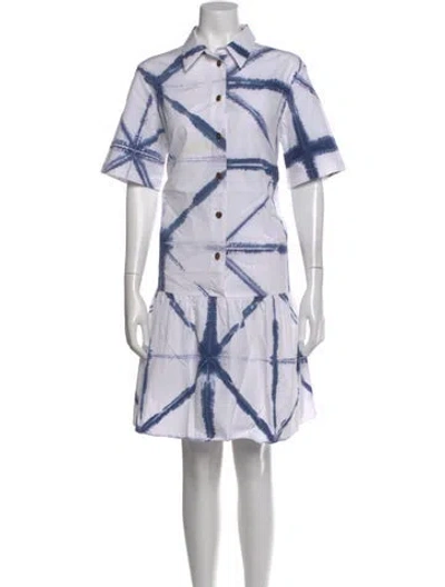Pre-owned Lafayette 148 Tie-dye Print Mini Dress In White
