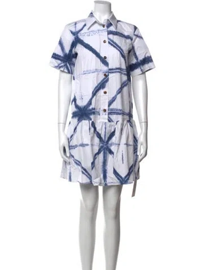 Pre-owned Lafayette 148 Tie-dye Print Mini Dress In White