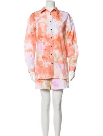 Pre-owned Lafayette 148 Tie-dye Print Short Set In Multi