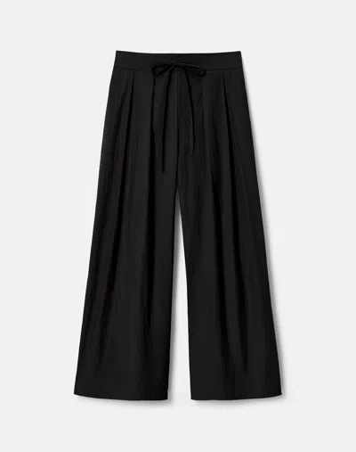 Lafayette 148 Travel Cotton Ankle Wide Leg Pant In Black