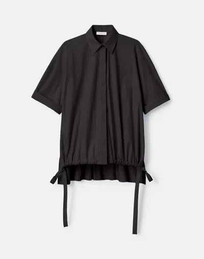 Lafayette 148 Travel Cotton Drawstring Oversized Shirt In Black