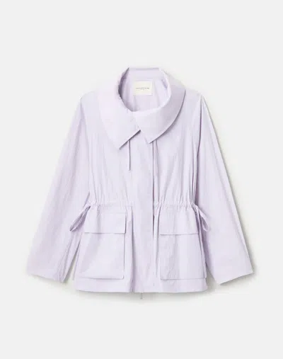 Lafayette 148 Travel Cotton Drawstring Oversized Utility Jacket In Purple