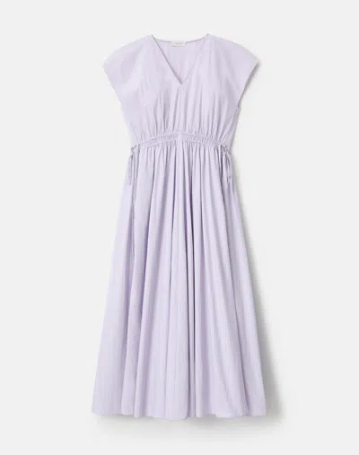 Lafayette 148 Travel Cotton Drawstring V Neck Maxi Dress In Purple