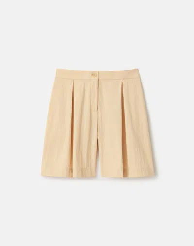 Lafayette 148 Travel Cotton High Rise Wide Leg Shorts In Neutral