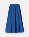 Lafayette 148 Travel Cotton High Waisted Midi Skirt In Royale