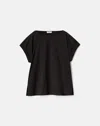 Lafayette 148 Travel Cotton Pullover Short Sleeve Blouse In Black